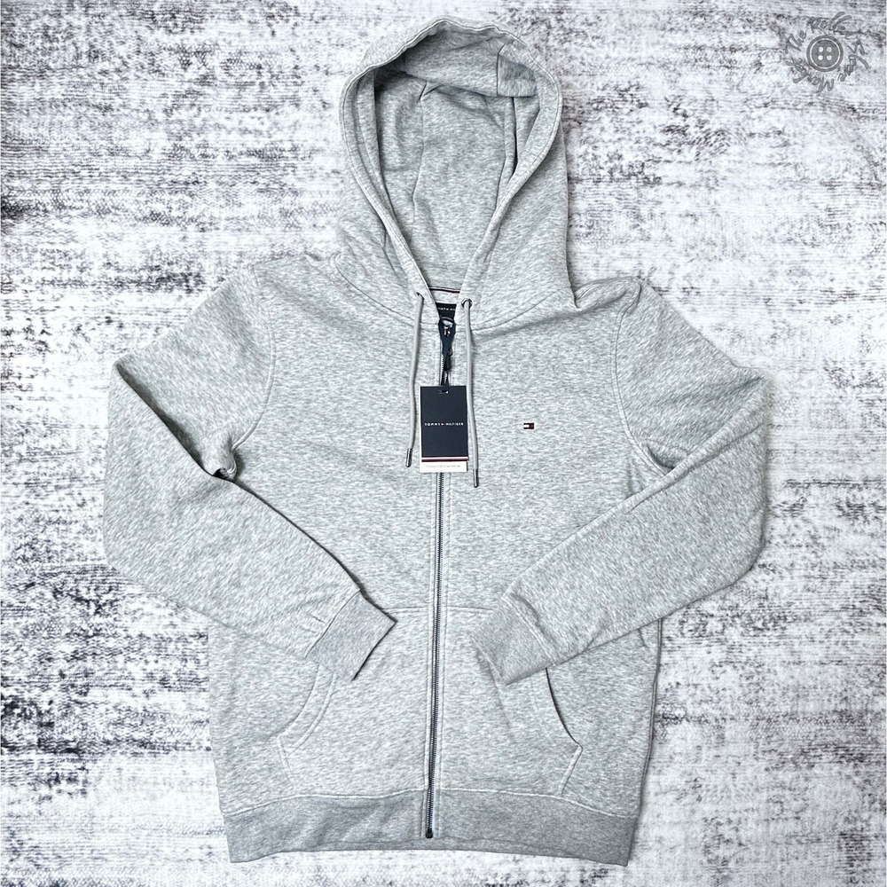 NWT Tommy Hilfiger Full Zip Hoodie Sweatshirt Men's Large Heather Grey MW31492